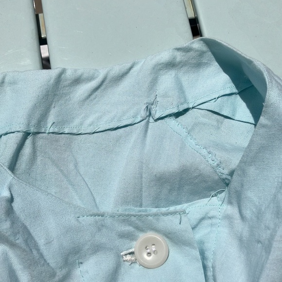 Vintage 60s 70s Mint Green Dress with Navy Trim - Picture 6 of 8